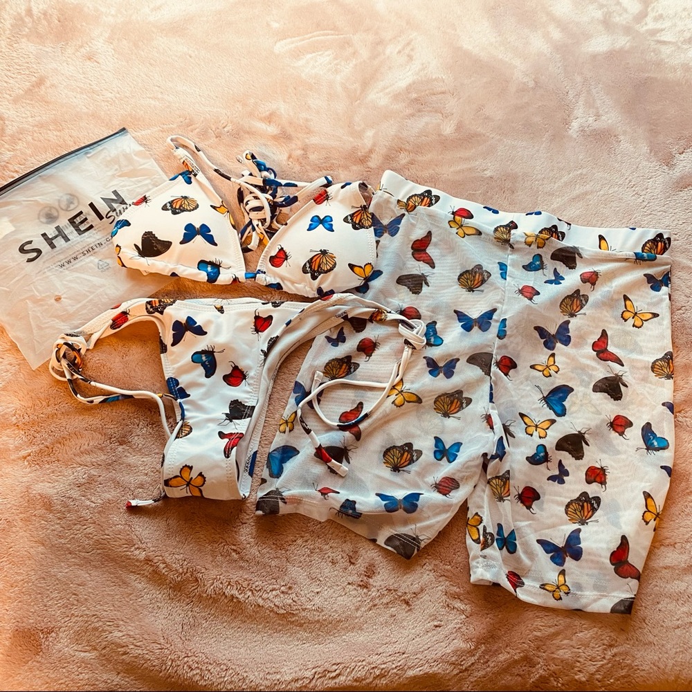 Shein swim butterfly string bikini with matching shorts